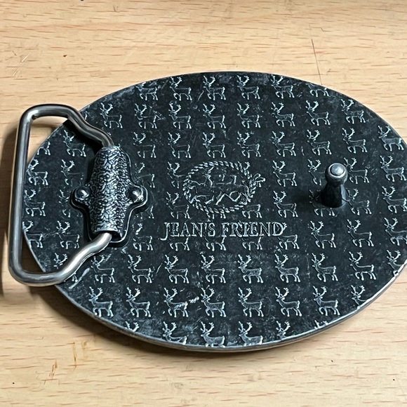 Men Belt Buckle Jeans Friend Antique Silver Blue Enamel Moose - Picture 2 of 5